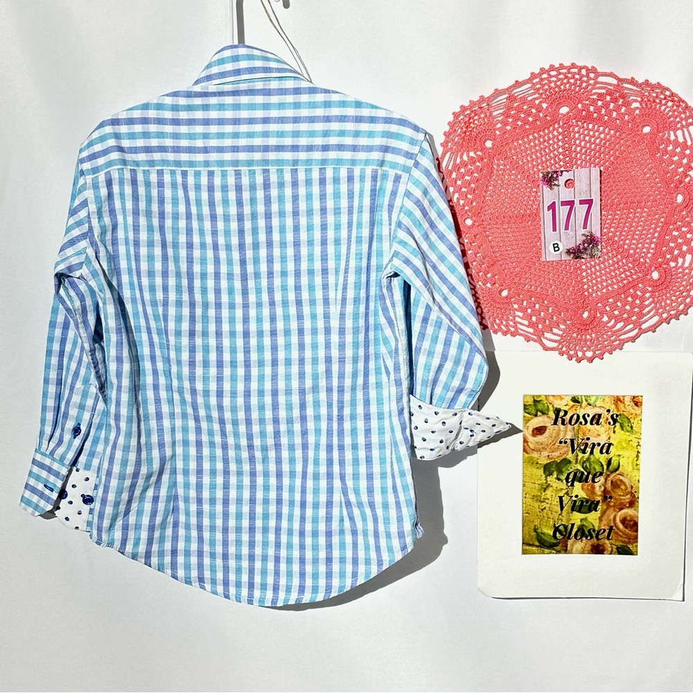 Elie Balleh Pastel Plaid Boy's Dress Casual Button-Down Shirt Size 5 - Picture 4 of 9